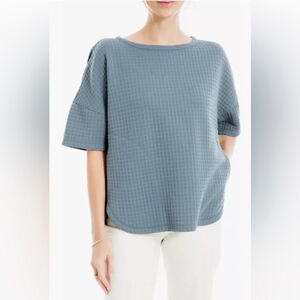 Max studio London Waffle Knit Top Flint Blue 3/4 length sleeve sz XL